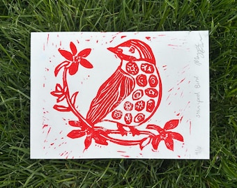 Linosnedes met vogels
