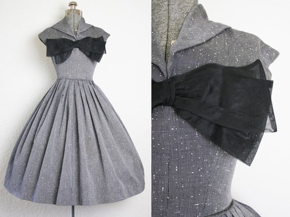 1950's Grey Speckled Gigi Young Party Dress / Size