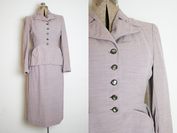 1940's Dusty Pink Pin Stripe 2 Piece Suit / Size S