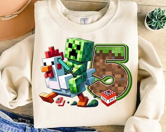 Chicken Jkey MineC Shirt Png, for Boys Girls Kid's Shirt, Minecraft Movie Png, Chicken Lovers Png, Minecraft png, Kids Png Minecraft