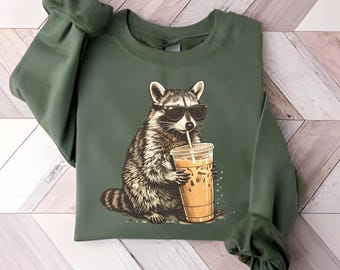 Raccoon Drinking Iced Coffee Png, Funny Animal Meme Png, Coffee Lover Raccoon Png, Coffee Raccoon Png, Gift For Animal Lover, Digital File
