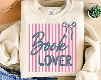 Coquette Book Lover Png, Preppy Pink Blue Stripes Bookworm Png, Trendy Stripes Reading Book, Girly Reading Club Png, Book Png, Bookish Png