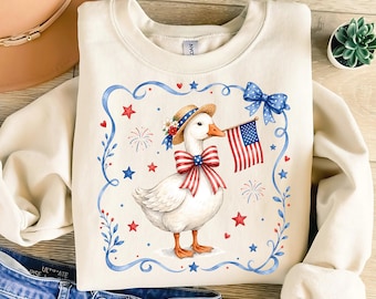 4th of July Goose PNG, Patriotic Mama Goose, Coquette USA Flag Sublimation, Patriotic Cottagecore Goose PNG, Independence Day Png, Goose Png