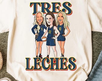 Basket Tres Leches PNG T-shirt de baseball pour femme Lexie Hull Sophie Cunningham demi-soeurs Indiana Fever Trio Design PNG
