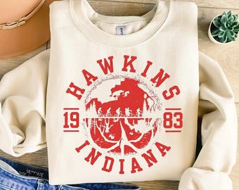 Hawkins 1983 Indiana PNG Shirt, Upside Down PNG, Movie Lover Gift, Retro 80s Sci-Fi Fan Art, Retro Sci-Fi Town Design, Digital Download