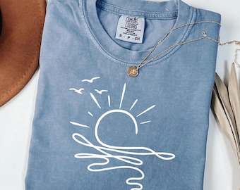 Sun Ocean Shirt Png, Linear Graphic Boho Summer Png, Trendy Beach Png, Cute Minimalist Summer Png, Summer Women Gift Png, Summer Vibes Png