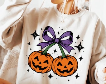 Pumpkin Cherries Png, Autumn Girly Png, Vintage Halloween Pumpkin Png, Retro Fall Pumpkin Png, Boho Pumpkin Coquette Png, Pumpkin Season Png