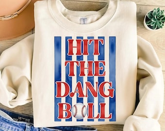 Hit The Dang Ball PNG, Baseball Watercolor PNG, Swing Batter Batter Png, Stripes Png, Preppy Png,  Trendy Baseball Softball Design