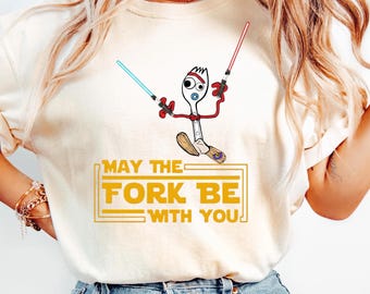 May the Fork Be With You Png, Forky Star Wars Parody Shirt Png, Star Wars Png, Funny Disney Trip Png, Galaxy Fan Graphic Png, Disney Fan Png
