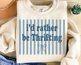 I'd Rather Be Thrifting Png, Blue Striped Coquette Bow Png, Coastal Grandmother Boutique Png, Thrift Store Lover Png, Trendy Grandma Core