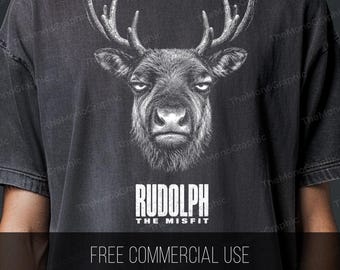 Grumpy Rudolph Misfit Reindeer DTF PNG, Sarcastic Christmas Shirt Design (Digital Download)