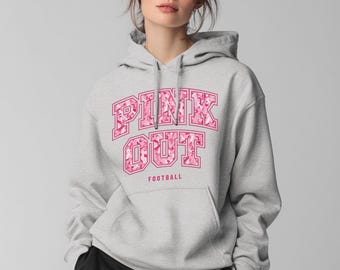 Pink Out Football PNG, Breast Cancer Awareness Ribbon Varsity Design, Game Day School Spirit Sublimation, Light and Dark Shirt Files