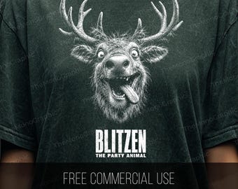 Blitzen Party Animal Reindeer PNG, Funny Drinking Christmas Shirt Design (Digital Download)