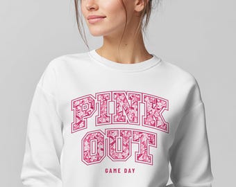 Pink Out Game Day PNG, Breast Cancer Awareness Ribbon Design, School Team Spirit Sublimation, Light and Dark Shirt Files