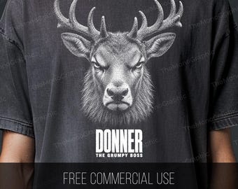Grumpy Reindeer DTF PNG, Funny Christmas Shirt Design (Digital Download)