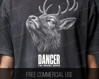 Dancer Drama Queen Reindeer PNG, Sassy Christmas Sublimation Graphic (Digital Download)