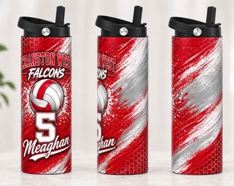 Vaso de voleibol, vaso personalizado para equipo de voleibol, vaso delgado de 20 oz o 30 oz, regalo para jugador, taza personalizada para entrenadora o madre de equipo de voleibol.
