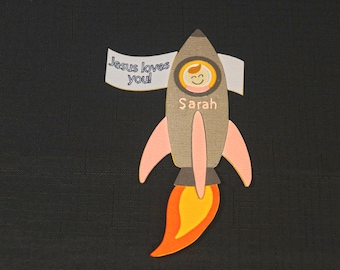 Personalized Rocket Magnet with Child- Gift or Memory