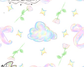 Coquette Bow Seamless Pattern | Pastel Floral Digital Paper (3600x3600 PNG)