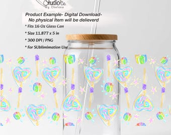 16 oz Glass Can Wrap PNG | Mexican Candy Sublimation | Cute Libbey Cup Wrap | Digital Download