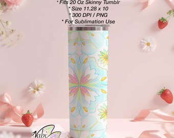 Botanical Lily Tumbler Wrap PNG | Floral 20 Oz Skinny Tumbler Sublimation Design | Seamless Flower Digital Download