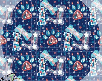 Patriotic Dog Bone Paw Print Seamless Pattern (Digital Download)