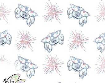 Patriotic Seamless Pattern PNG 4th of July Digital Paper Dog Fireworks Popsicles Stars POD Sublimation