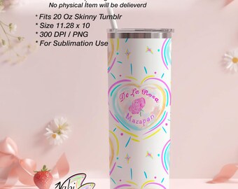 20 oz Skinny Tumbler Wrap PNG | Mexican Mazapan Sublimation Design | Cute Pink Candy Tumbler | Instant Download
