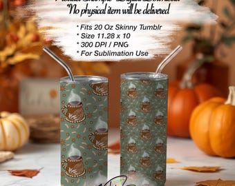 Cafe de la Olla 20 oz Skinny Tumbler Wrap PNG | Fall Coffee Sublimation Design | Mexican Coffee Tumbler Seamless Wrap