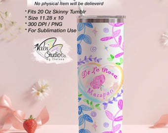 20 oz Skinny Tumbler Wrap PNG | Pink Mexican Candy Sublimation | Cute Mazapan Tumbler Design | Instant Download