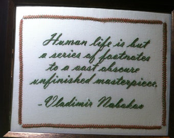 Embroidered Quotes for Wall Decor-Vladimir Nabokov