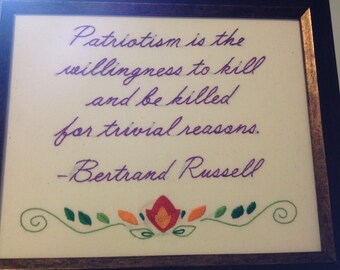 Embroidered Quotes for Wall Decor - Bertrand Russell