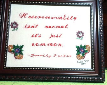 Embroidered Quotes for Wall Decor - Dorothy Parker on Homosexuality