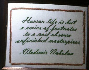 Embroidered Quotes for Wall Decor - Vladimir Nabokov