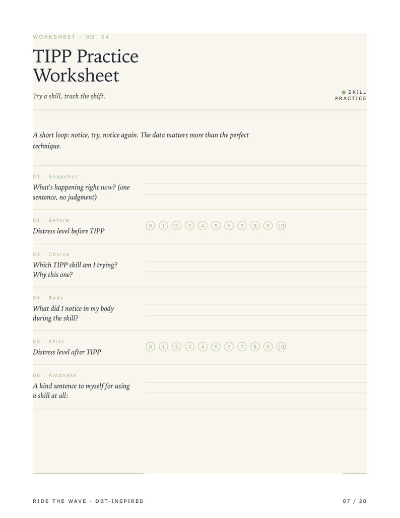 Ride the Wave DBT Workbook Printable PDF | Emotional Regulation ...