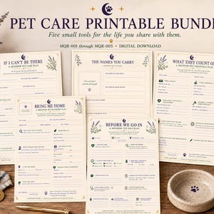 Pet Care Printable Bundle | 5 Page Dog/Cat Planner Set | Vet Visit, Pet Sitter, Lost Pet, Essentials and Keepsake