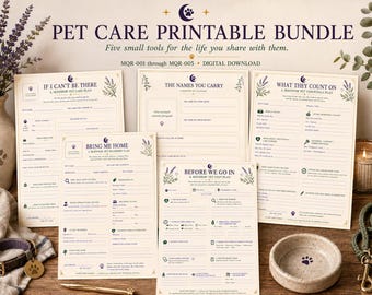 Pet Care Printable Bundle | 5 Page Dog/Cat Planner Set | Vet Visit, Pet Sitter, Lost Pet, Essentials and Keepsake