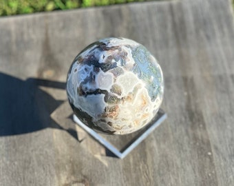 496g Druzy Moss Agate Sphere