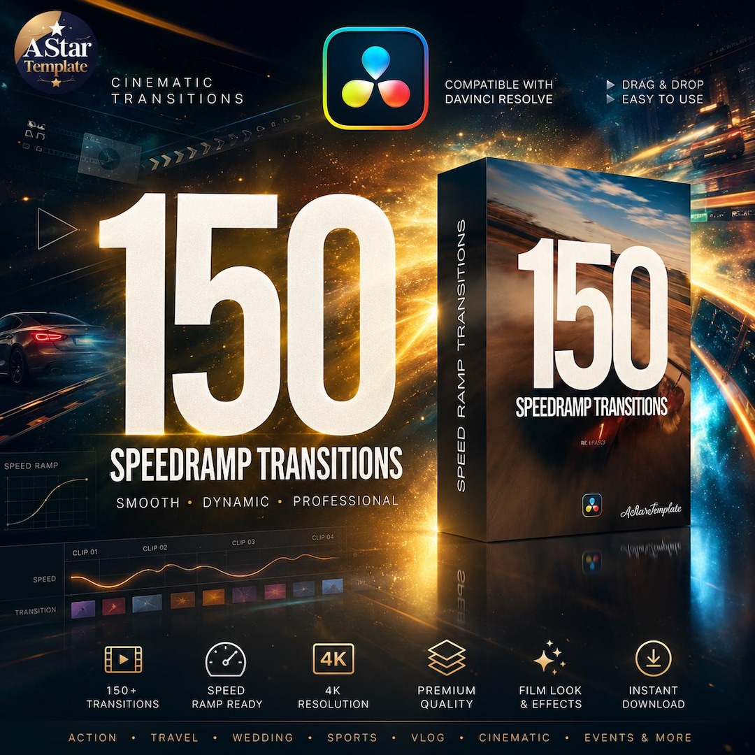 Editing Video Ramp 150 Speed Ramp Transitions Pack, Cinematic Video Editing Effects ...