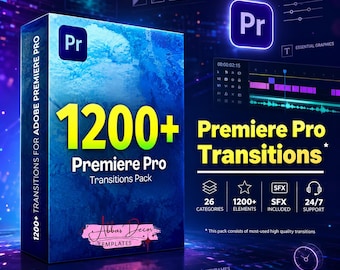 1200+ Premiere Pro Transitions Bundle | Video Editing Presets for Adobe Premiere Pro | Film, YouTube, Social Media Content Creation
