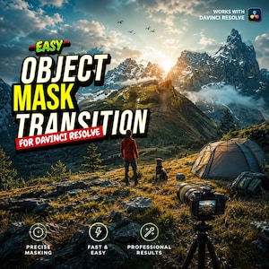 Objektmaskövergång för DaVinci Resolve | Förinställning för filmisk videoredigering (digital nedladdning)