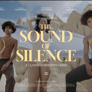 Puede incluir: Imagen promocional de la pel&iacute;cula "The Sound of Silence". La imagen presenta a tres personas, el t&iacute;tulo de la pel&iacute;cula y la frase "A Classic Forbidden Crime". La imagen tambi&eacute;n incluye el texto "Best Visial Award."