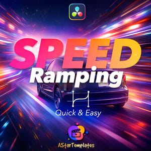 May include: A digital graphic with a black car speeding on a road with motion blur. The words "SPEED Ramping" are in large, colorful letters. Below, it says "Quick & Easy" and "AStarTemplates".