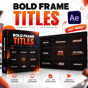 Bold Frame Titles After Effects Templates, Kinetic Typography Animation Pack, Modern Motion Graphics, Editable Text Presets