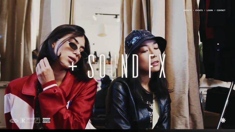 May include: Two people are featured in this image. One is wearing a red jacket with white accents and sunglasses. The other is wearing a black leather jacket and a bucket hat. The text "+ SOUND FX" is overlaid on the image.