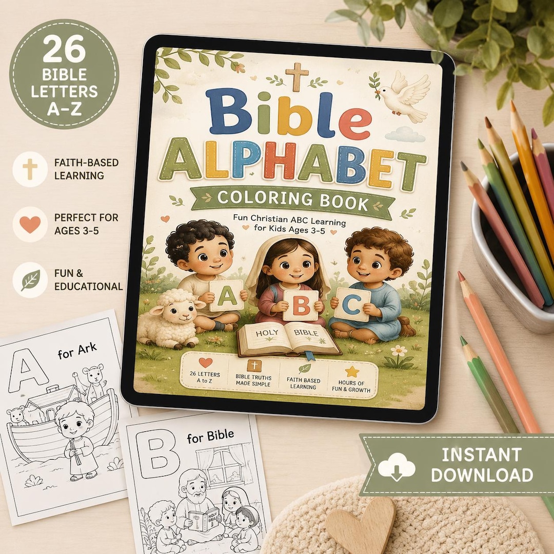 Bible Alphabet Coloring Book for Kids | Christian ABC Learning (PDF ...