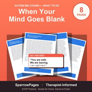 Autism Meltdown What To Do | First 90 Seconds De-Escalation Scripts for Overwhelmed Parents | STOP Protocol Printable PDF