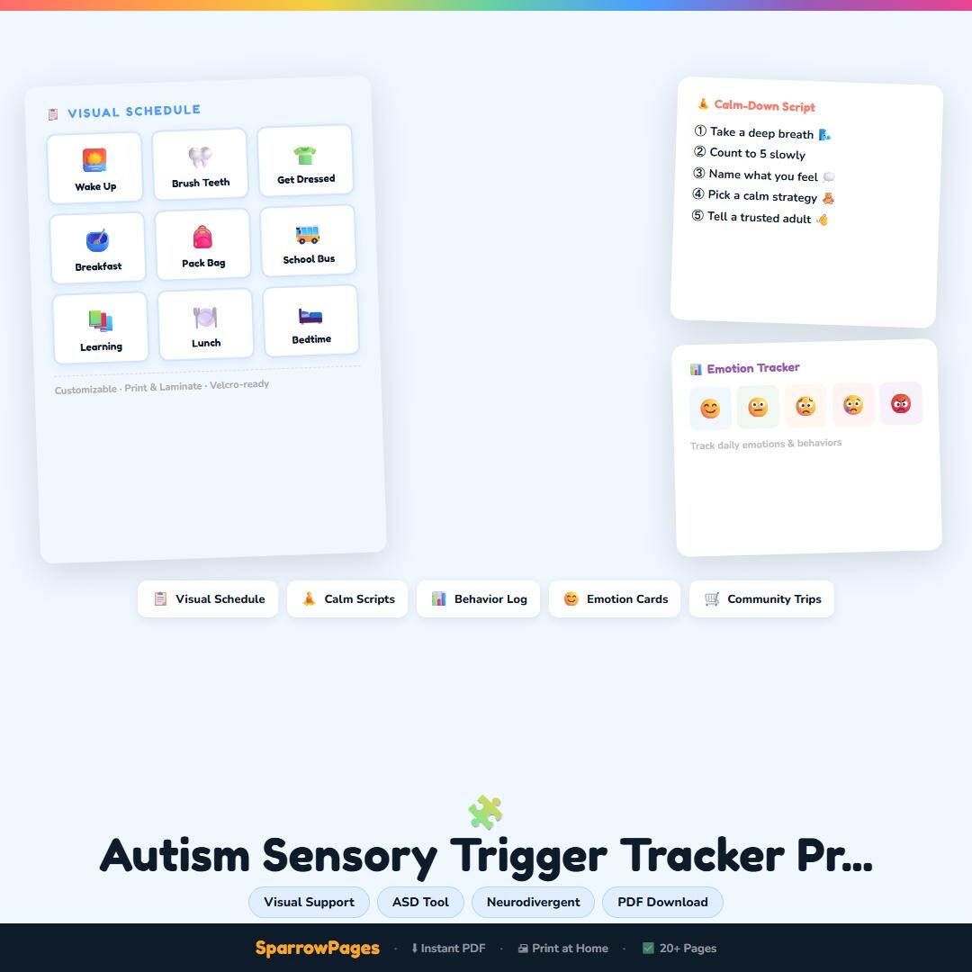 Autism Sensory Trigger Tracker Printable | ASD Behavior Log for Parents ...