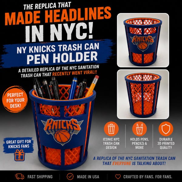 NY Knicks Trash Can Pen Holder | Viral NYC Replica Desk Organizer
