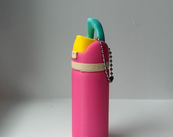 Owala Inspired Water Bottle Chapstick Holder Keychain | Custom Color Lip Balm Holder